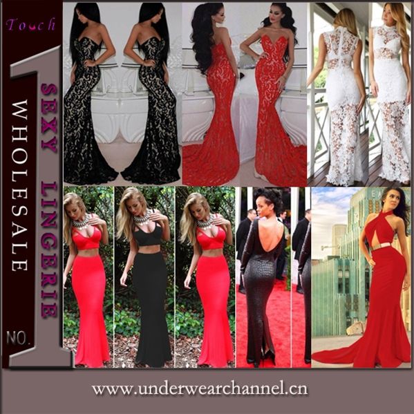 Fashion Sexy Women Long Gown Maxi Party Evening Dress (60064)